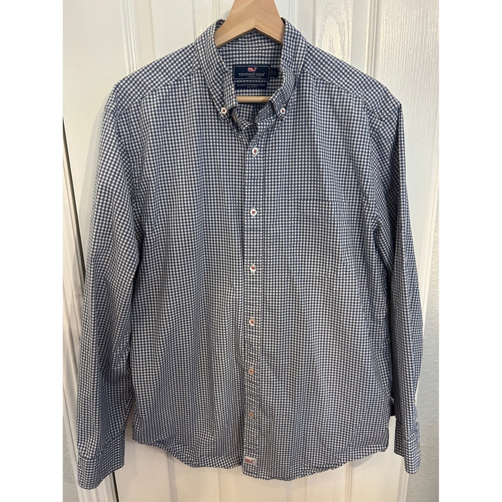 Vineyard Vines Mens Classic Fit Murray Shirt Navy Gingham Blue White Large L